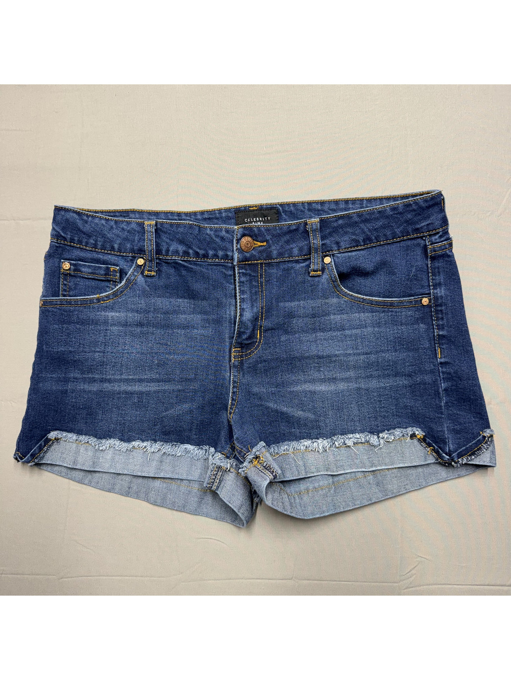 Celebrity Pink Womens Denim Shorts Frayed Cuffed Stretch Size 11 Blue Summer